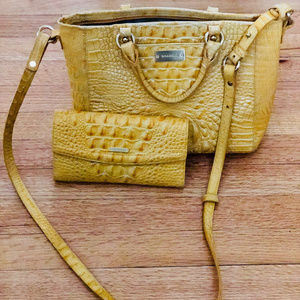 Brahmin Bag | Yellow satchel/crossbody + wallet